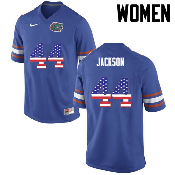 Florida Gators Women #44 Rayshad Jackson College Football USA Flag Fashion Blue